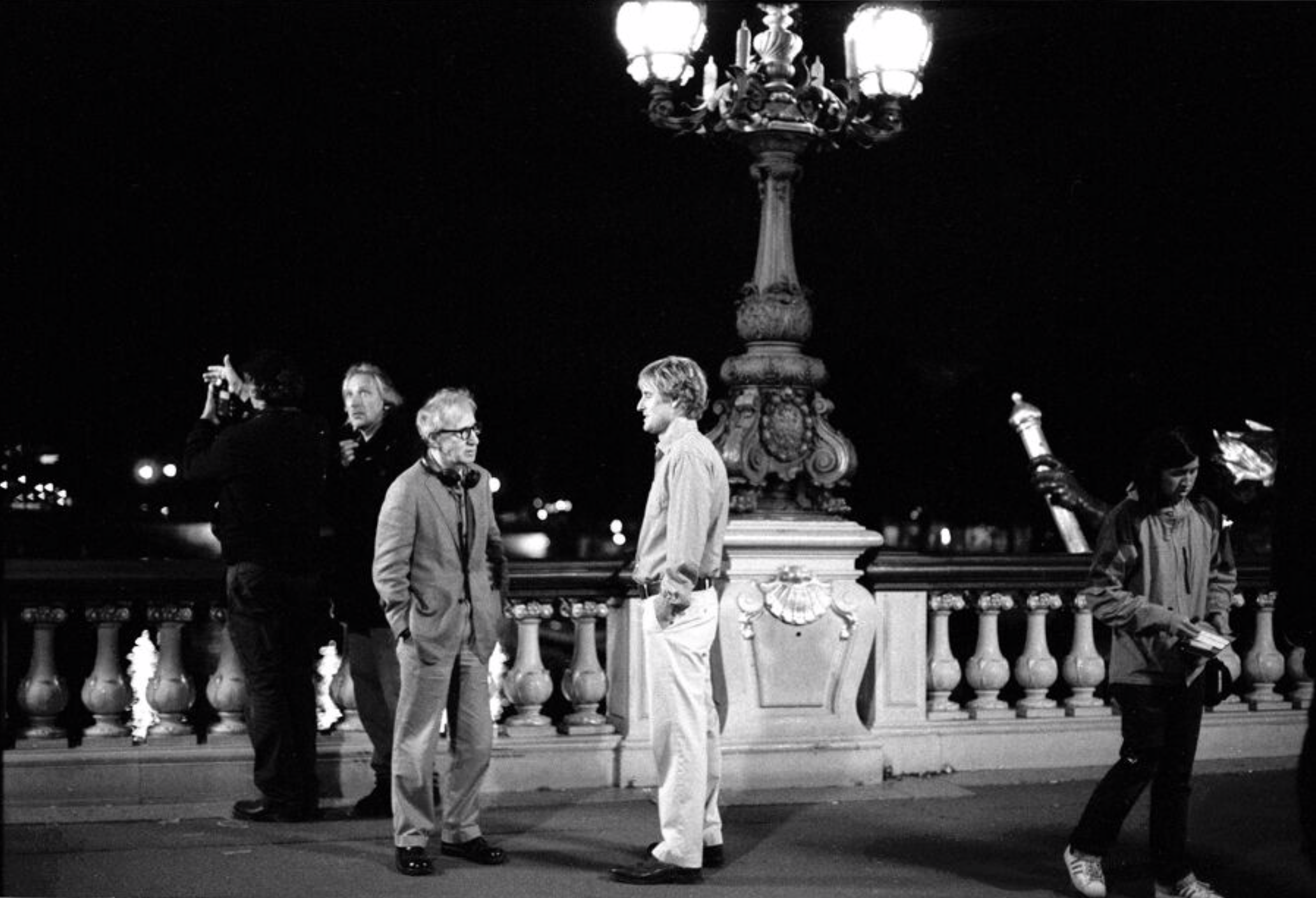 Woody Allen and Owen Wilson, on set in Midnight in Paris, Paris, France, 2010